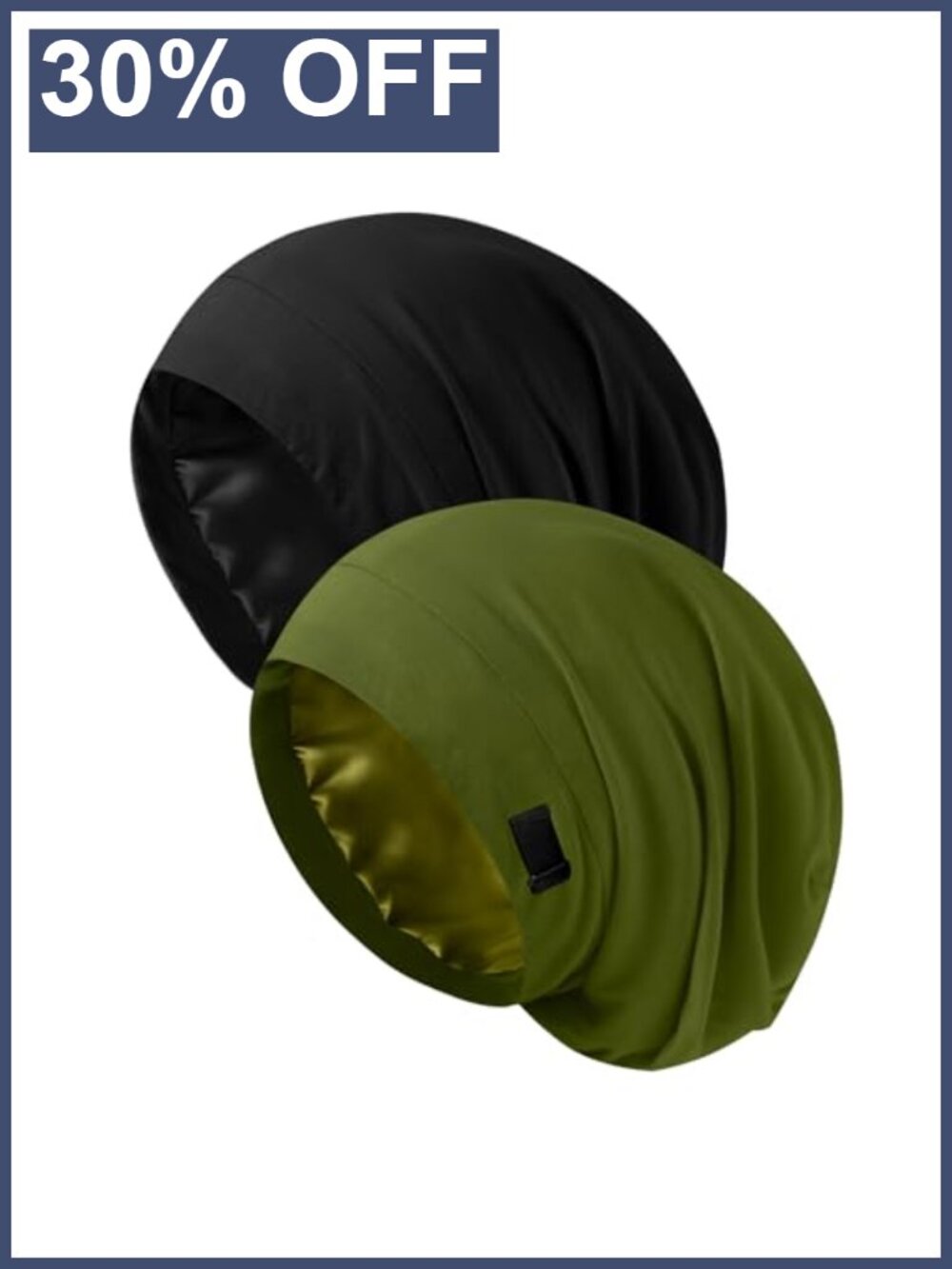 Satin Lined Sleep Cap Beanie Adjustable Silk Hair Bonnet for Sleeping Women